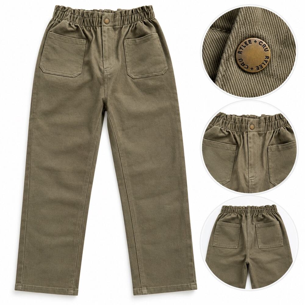 Rylee + Cru Girls Olive Green Utility Pants